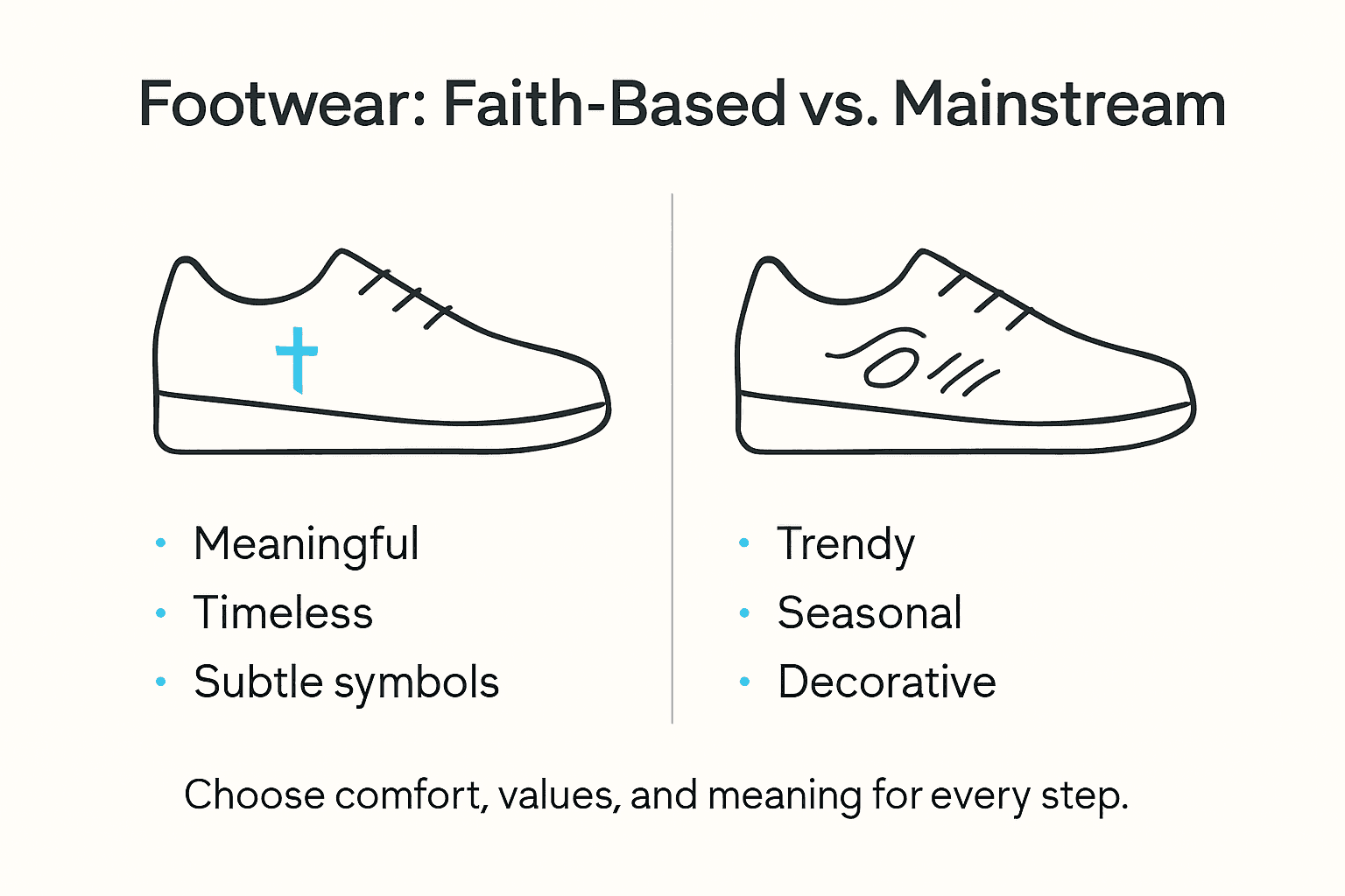 Infographic showing faith vs mainstream footwear features
