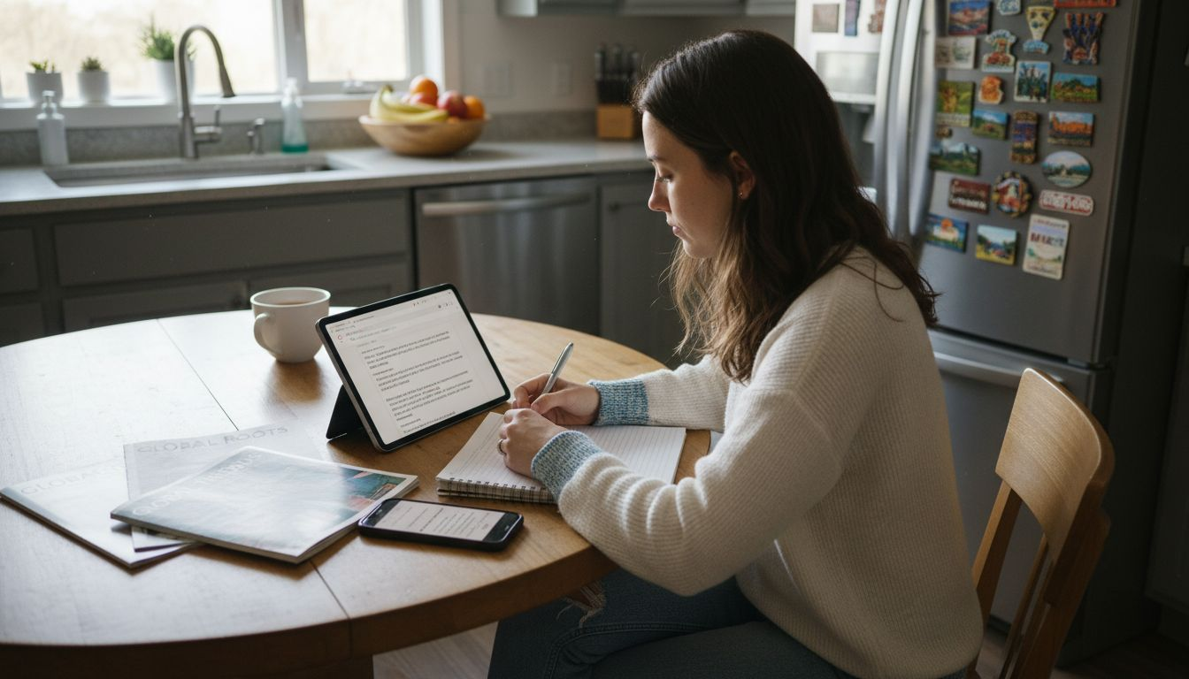 Woman researching ethical faith-based brands