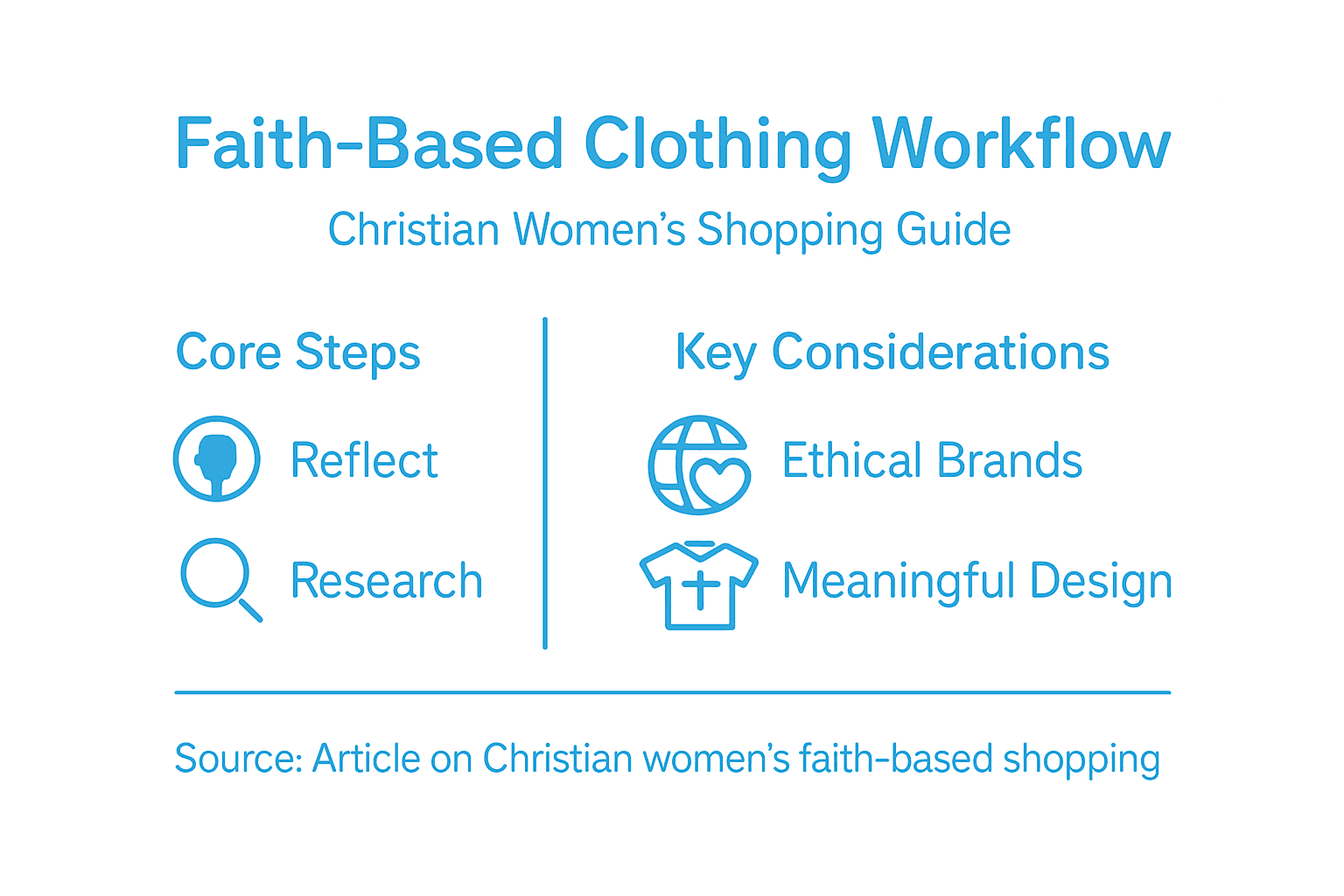 Infographic summarizing faith-based clothing steps