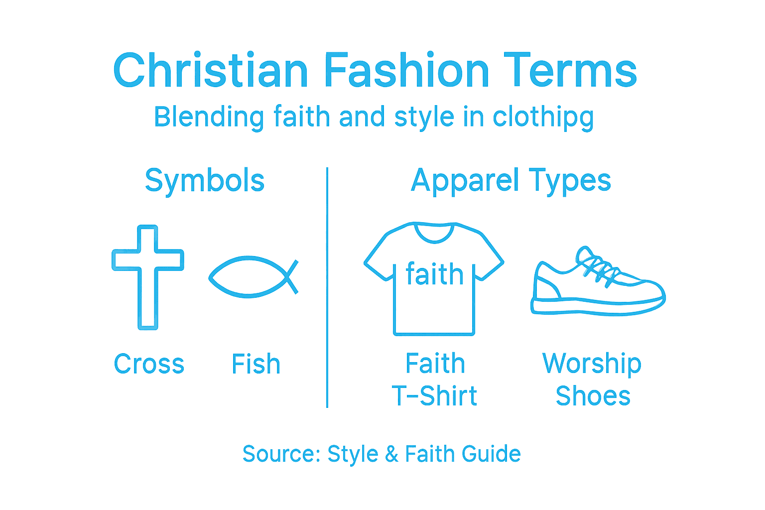 Infographic showing Christian fashion terms and symbols