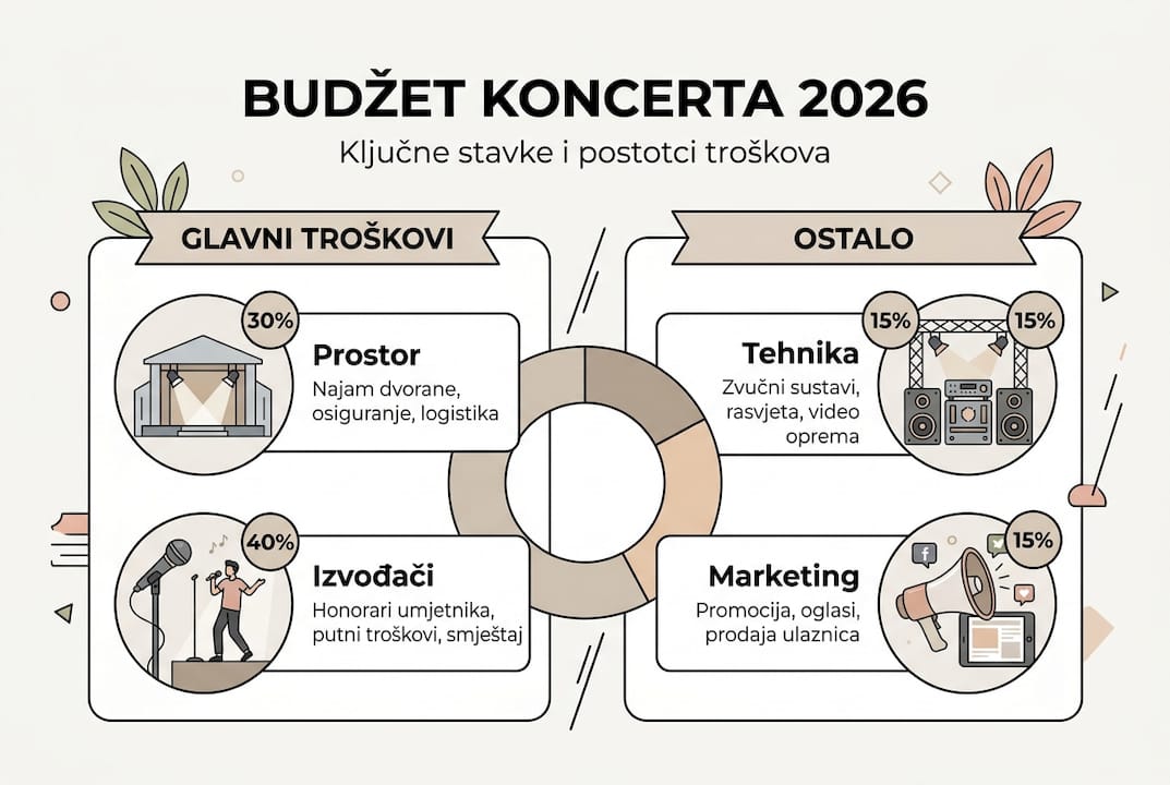Vizualni prikaz najvažnijih troškova organizacije koncerta