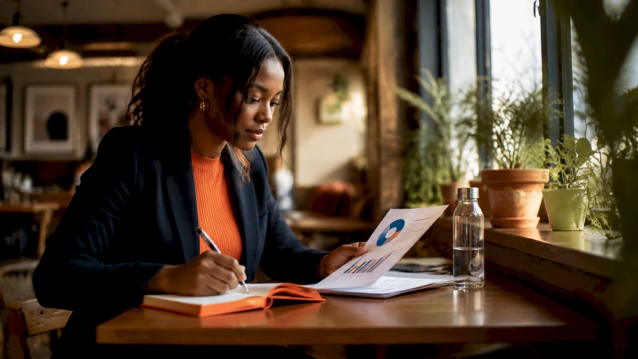 Professional woman analyzing SEO and Google Ads data