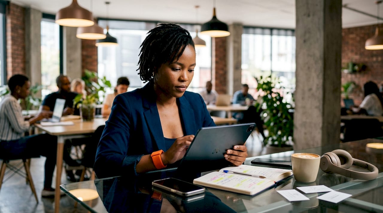 Entrepreneur planning South Africa social media marketing
