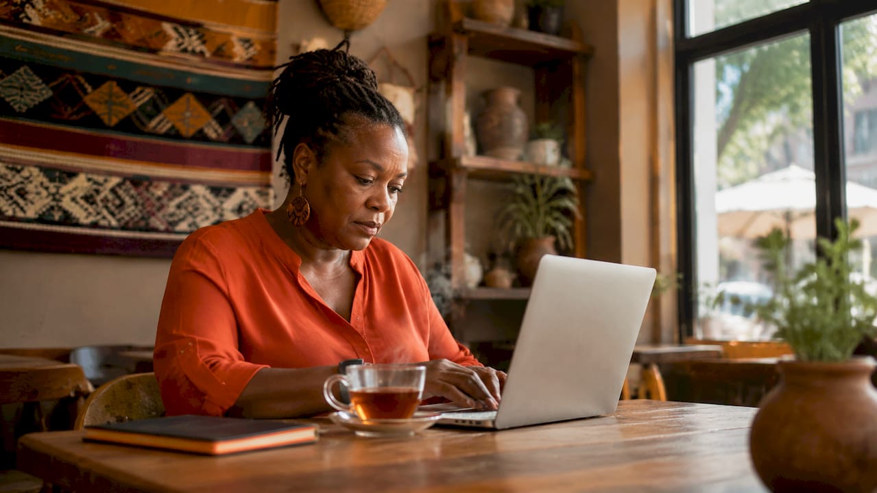 Business owner working on geo-targeted ads