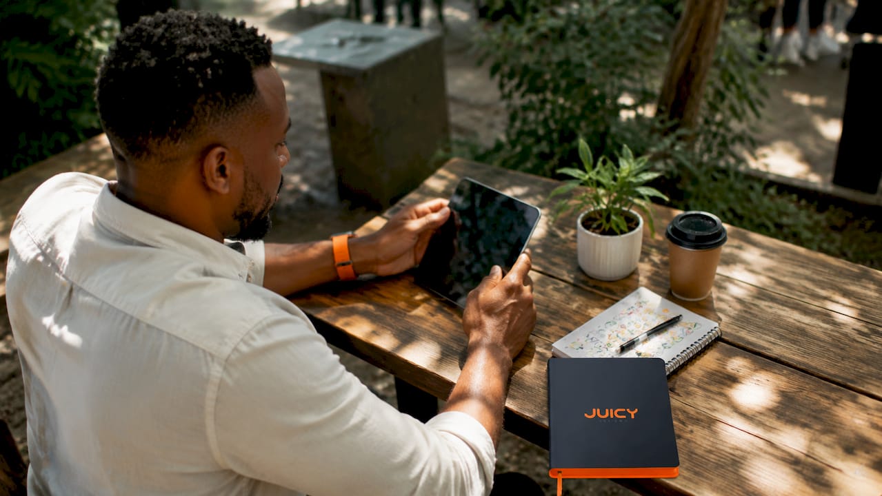 Small business owner managing Google Business Profile on laptop
