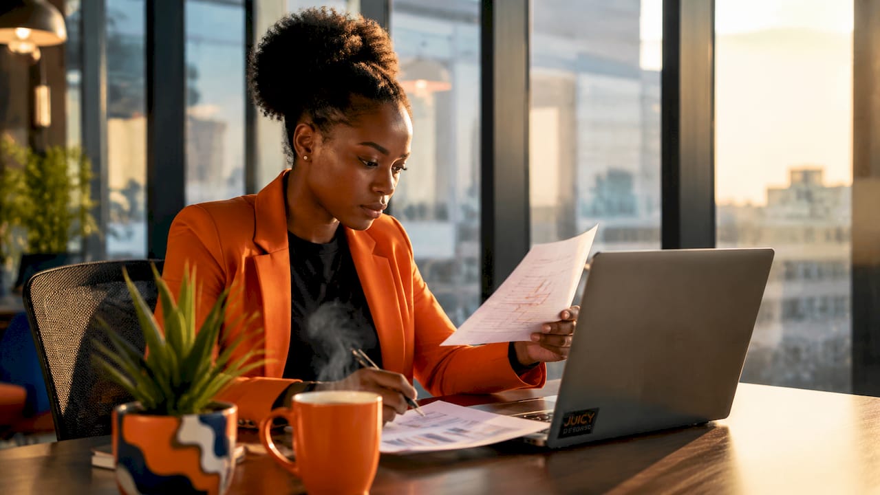 Businesswoman working on digital ad budget