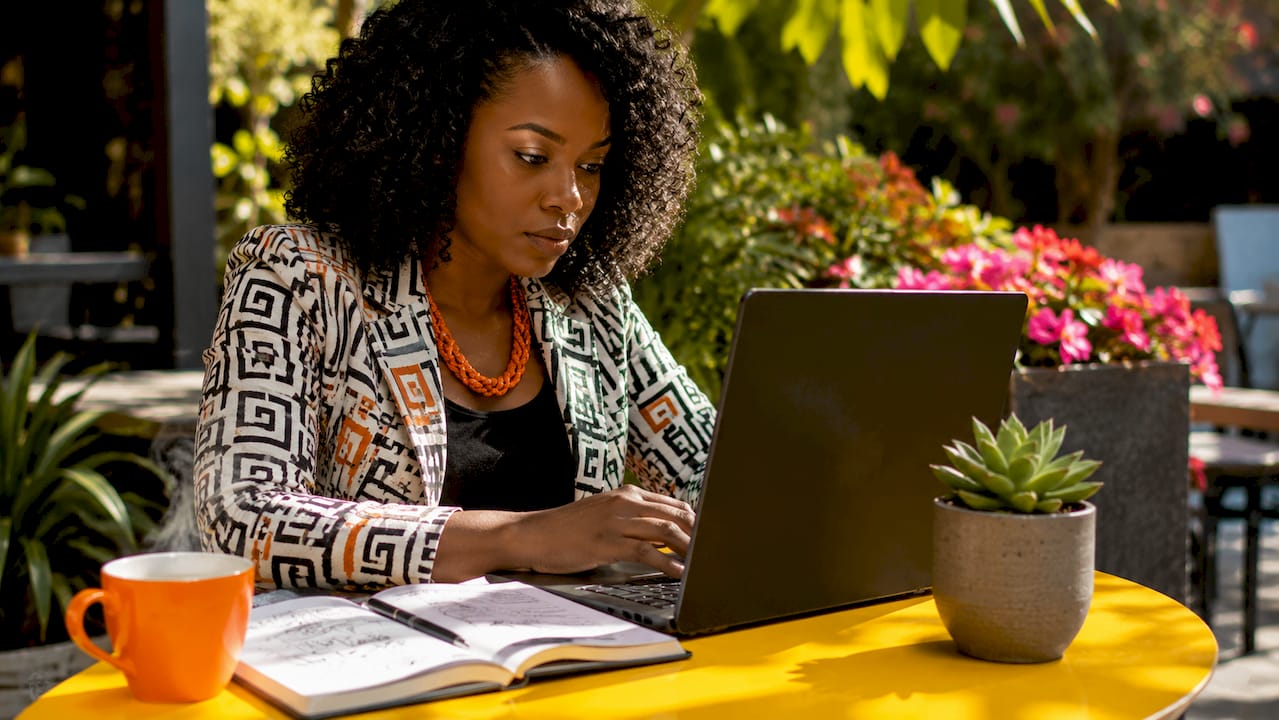 Retail marketing manager working on social ads