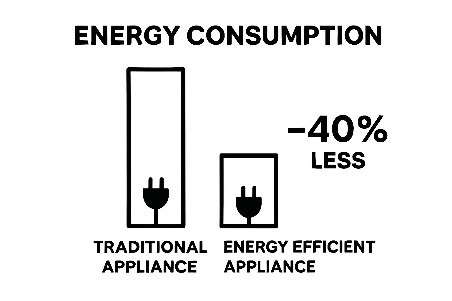Traditional vs energy efficient appliance energy use infographic