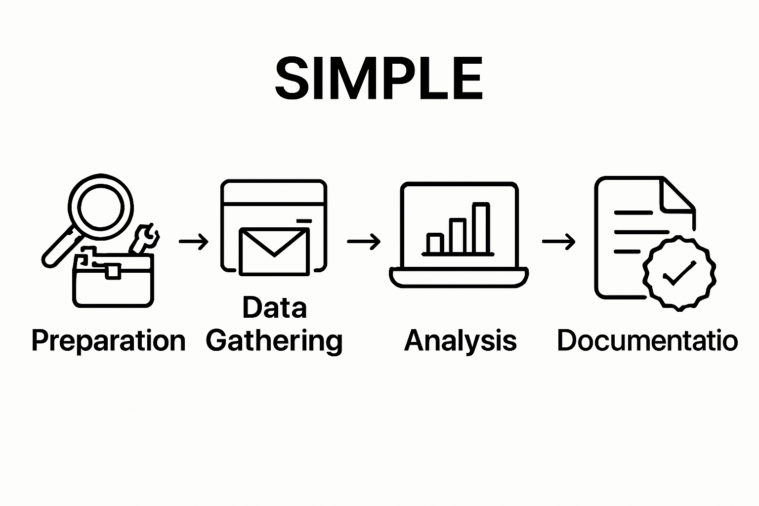 Infographic showing the five steps of email investigation workflow
