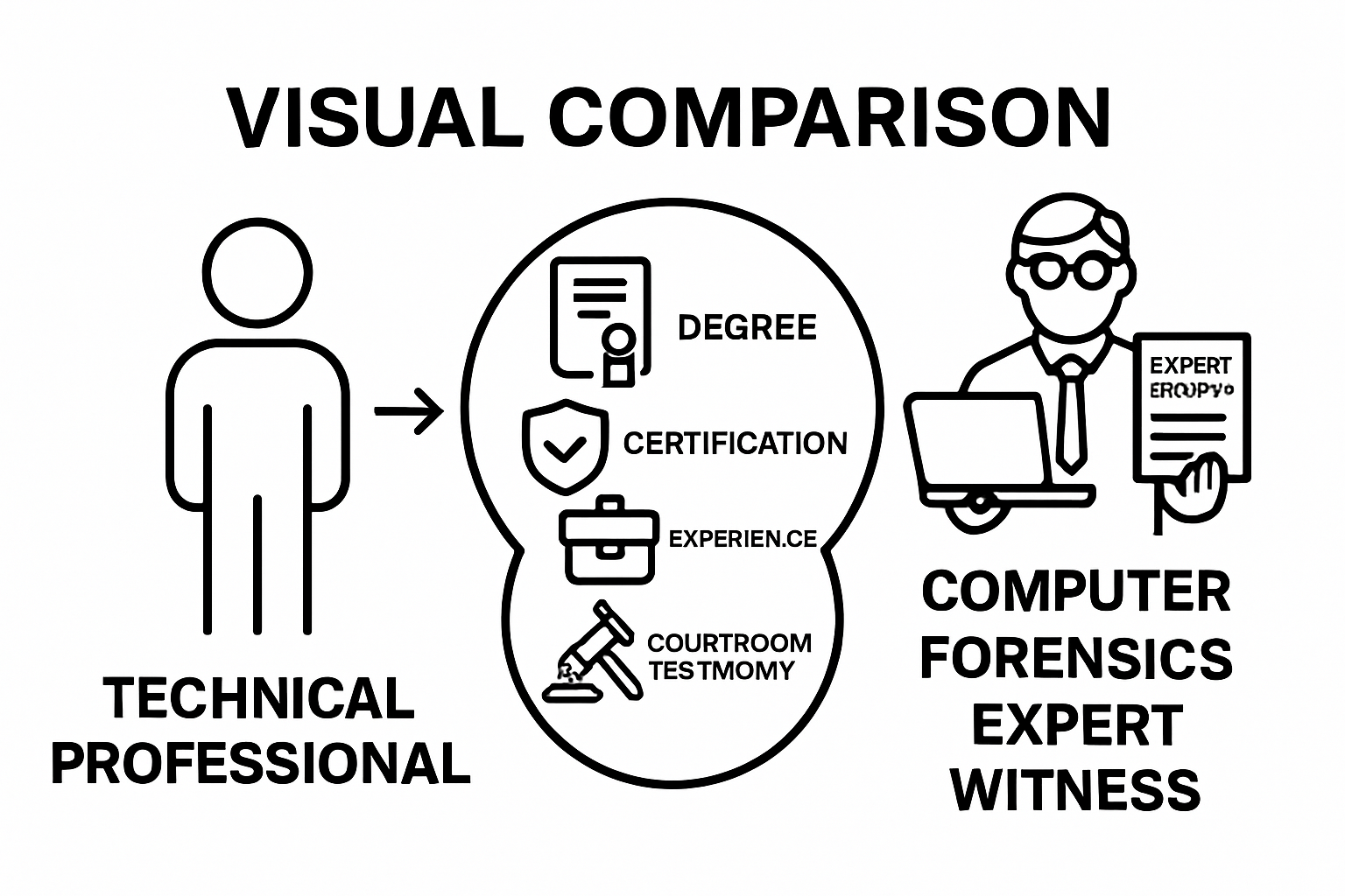 Comparison of technical professional vs. expert witness qualifications