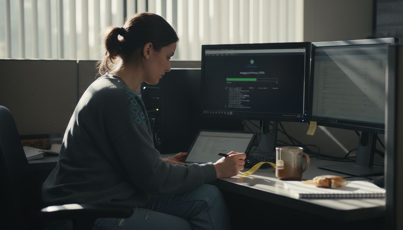 How to Conduct Digital Forensics: Step-by-Step Guide 1 Investigator imaging evidence at cubicle desk