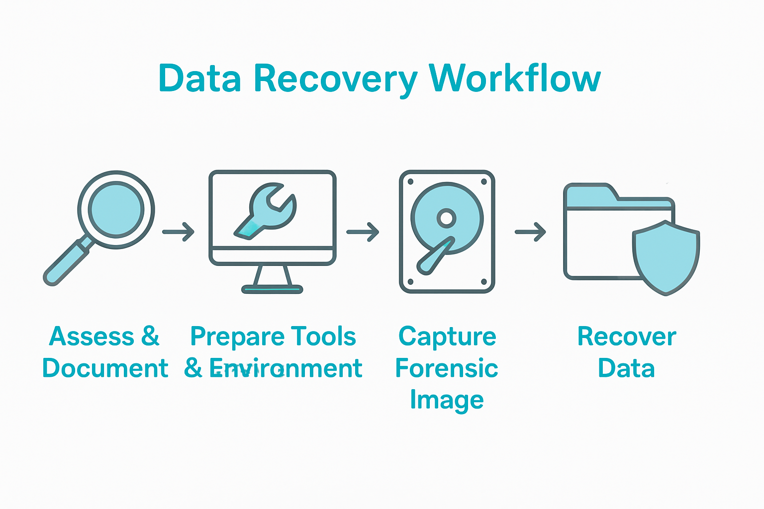 Master the Data Recovery Workflow for Legal Evidence 2 Infographic showing data recovery workflow steps