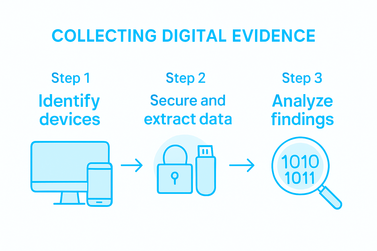 Role of Digital Evidence – Impact on Modern Investigations 2 Infographic digital evidence collection steps