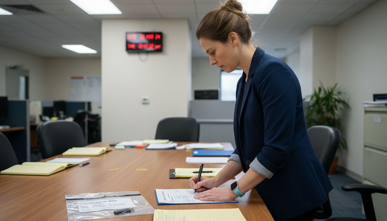 Legal assistant signing chain of custody form