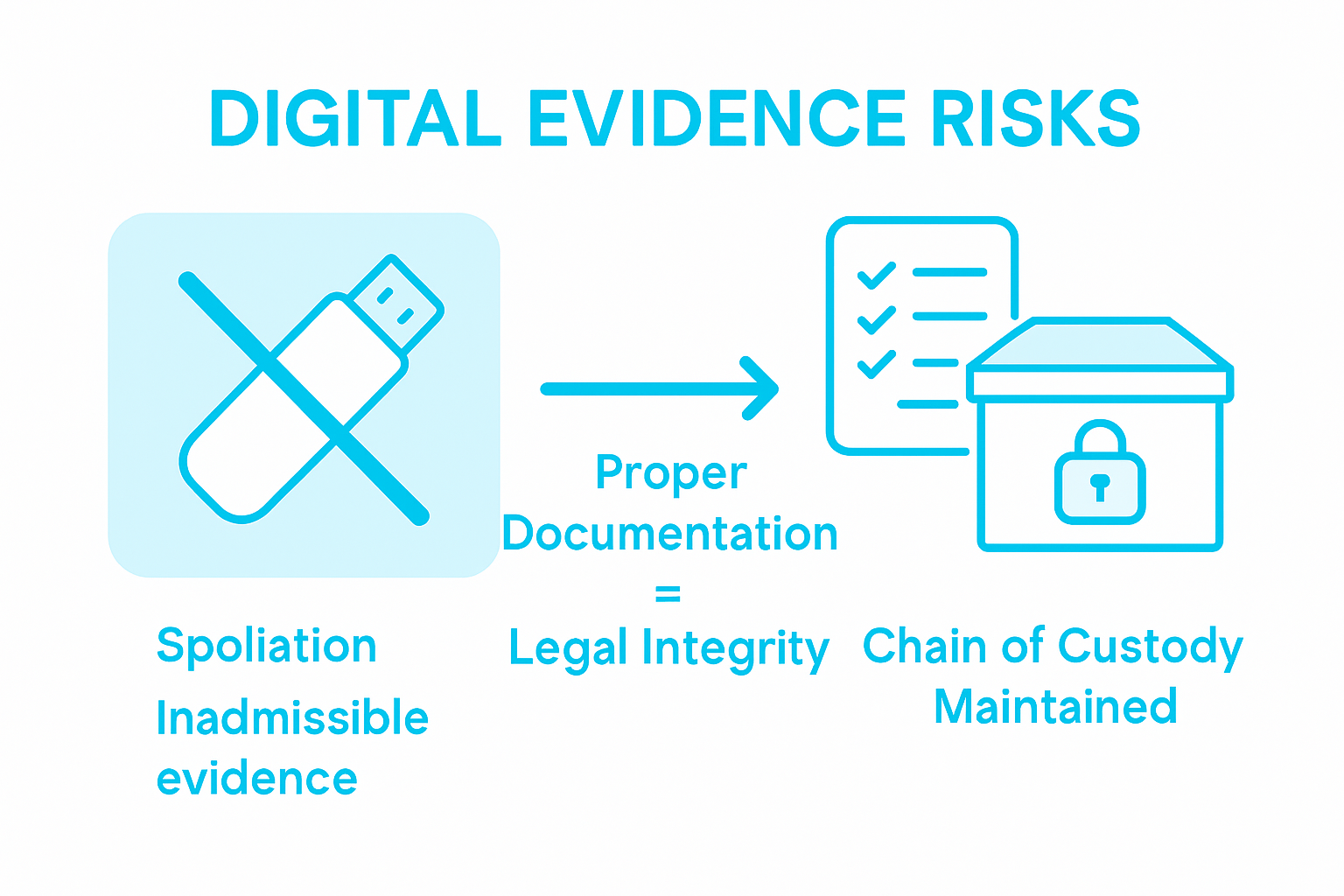 Infographic on poor versus proper digital evidence handling