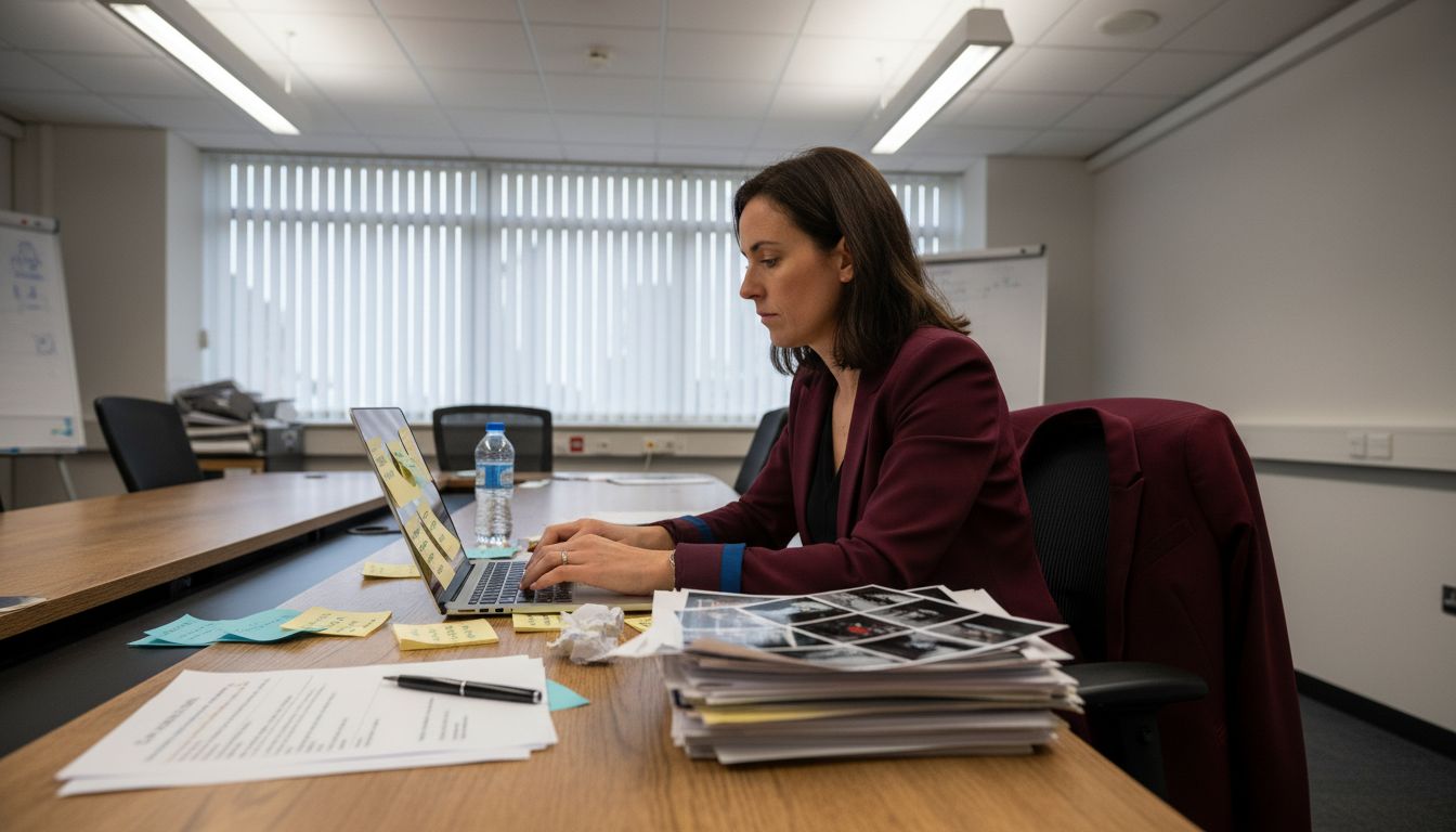 Preparing Forensic Expert Witness Reports for Legal Success 2 Forensic specialist drafting witness report at table