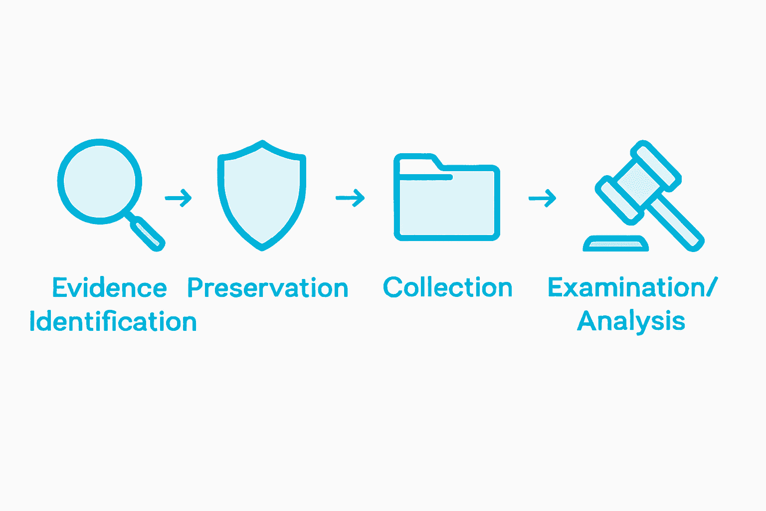 Forensics in Cybersecurity: Safeguarding Digital Evidence 2 Infographic showing digital forensics investigation process