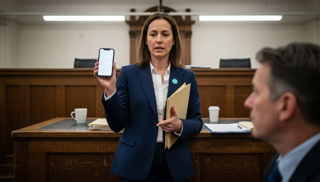 Benefits of Mobile Forensics for Legal Investigations 1 Legal expert presenting phone evidence in courtroom