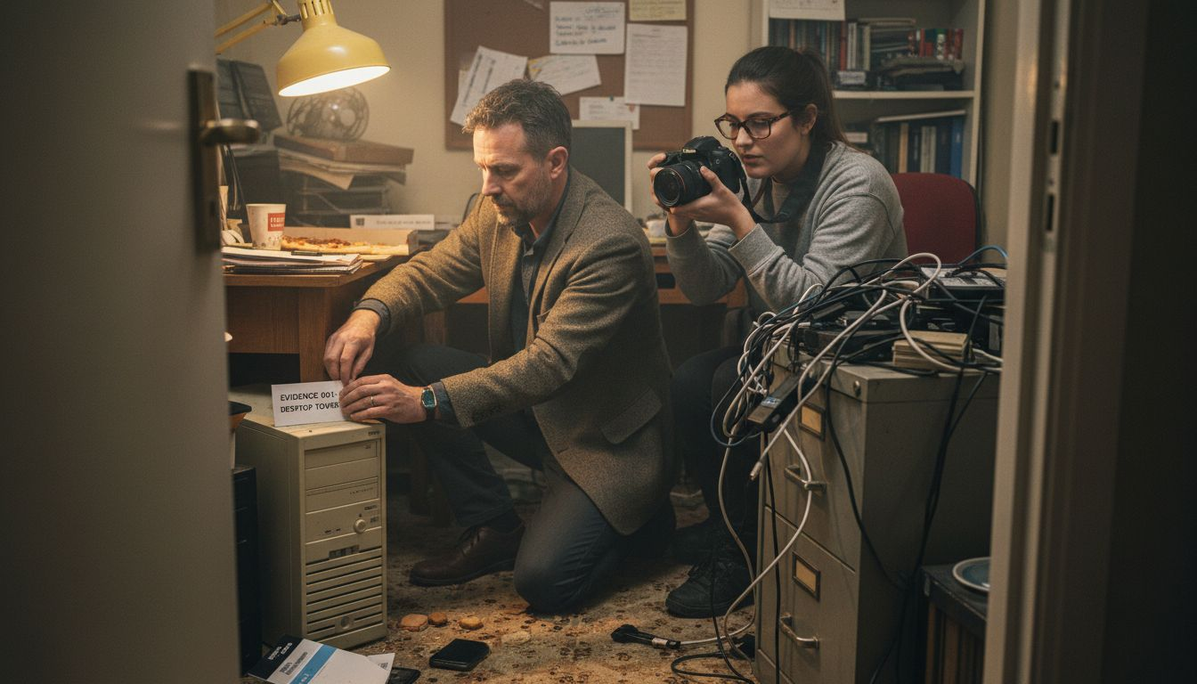 How to Gather Forensic Evidence for Legal Cases 1 Forensic team documents digital devices in home office