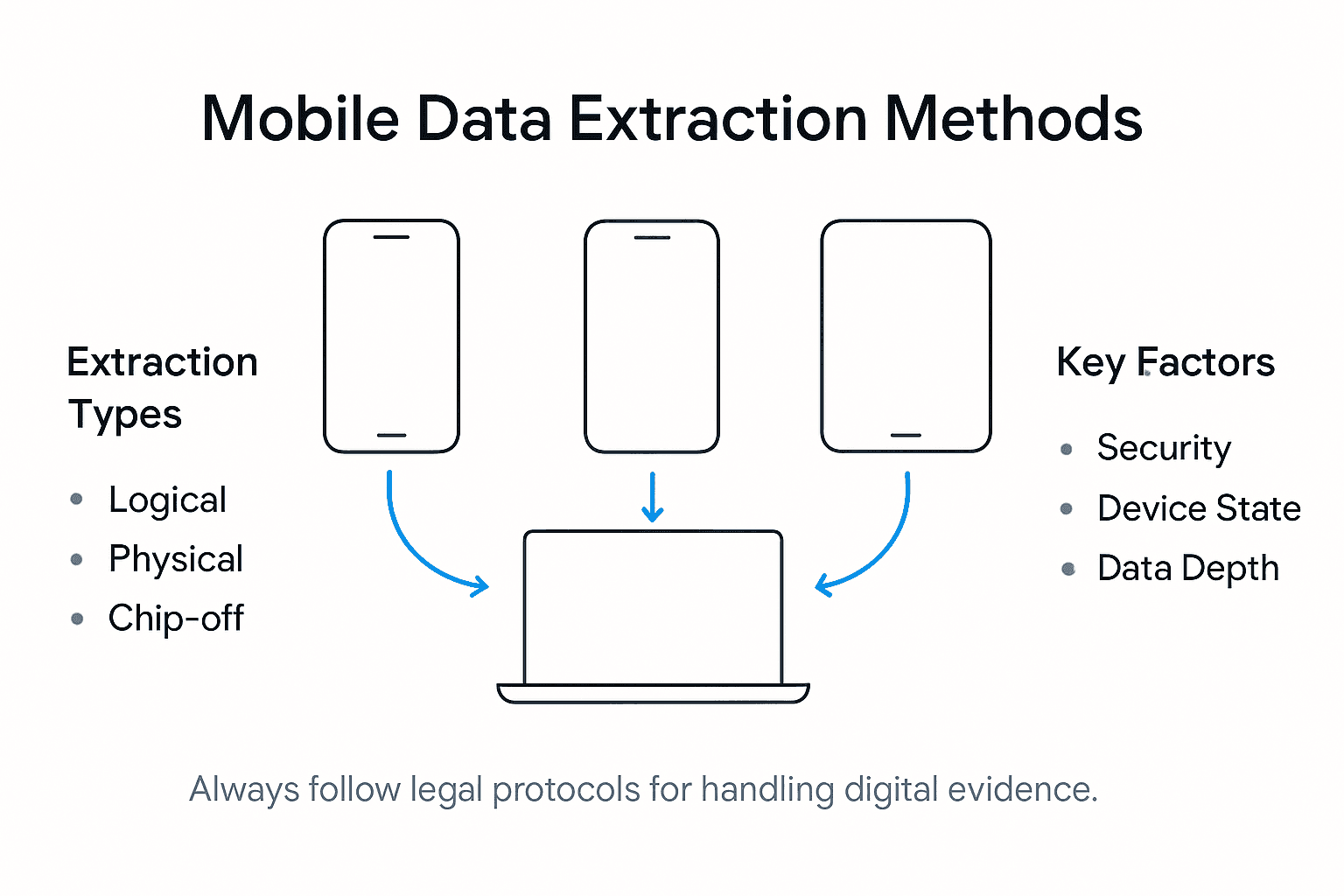 What Is Mobile Device Data Extraction? 1 Infographic of mobile data extraction types and factors