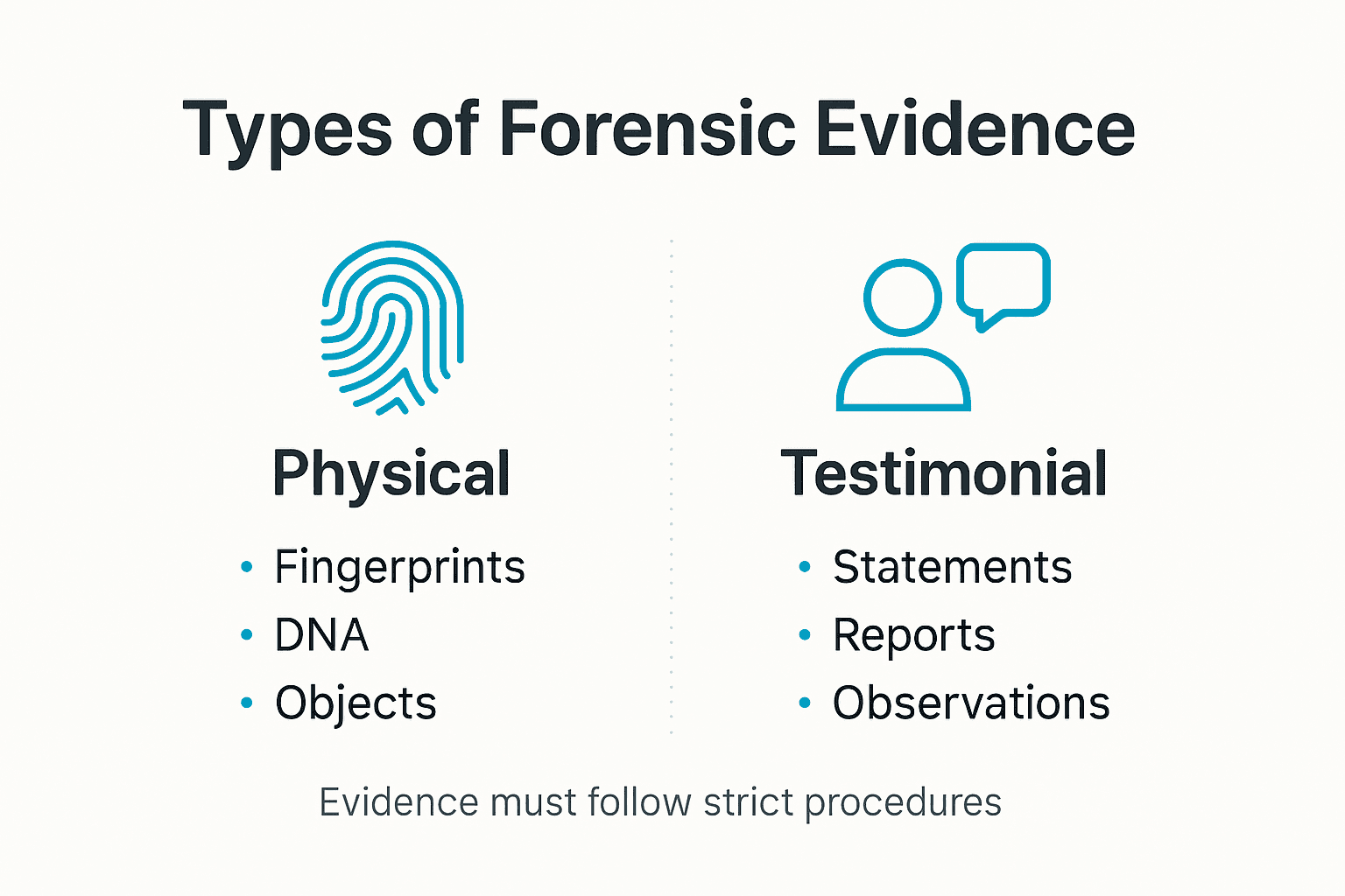 Role of Forensics in Legal Cases: Evidentiary Impact 1 Infographic on forensic evidence types and categories