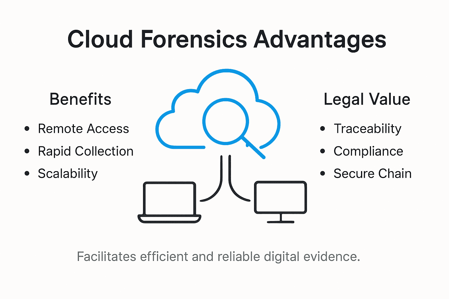 Advantages of Cloud Forensics in Legal Investigations 1 Infographic on cloud forensics advantages overview