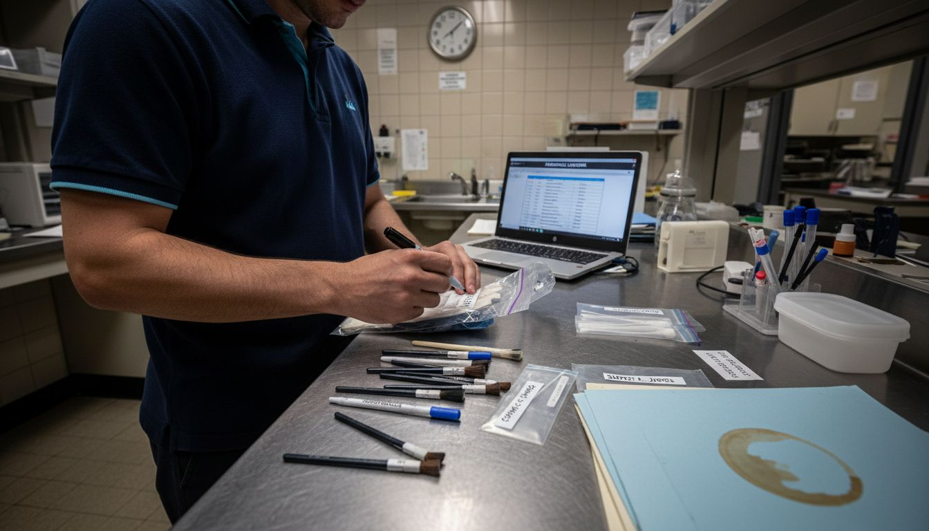 Role of Forensics in Litigation: Ensuring Reliable Evidence 1 Forensic investigator labeling evidence in lab