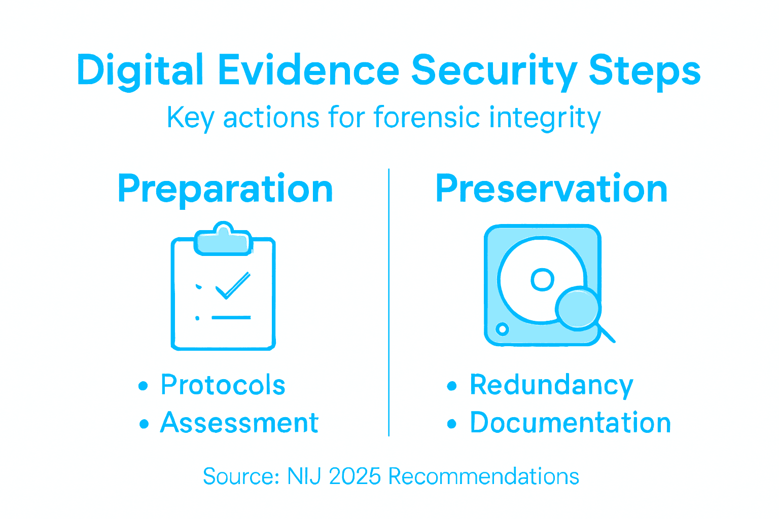 How to Secure Digital Evidence 2025: Proven Forensic Steps 1 Infographic showing digital evidence security steps