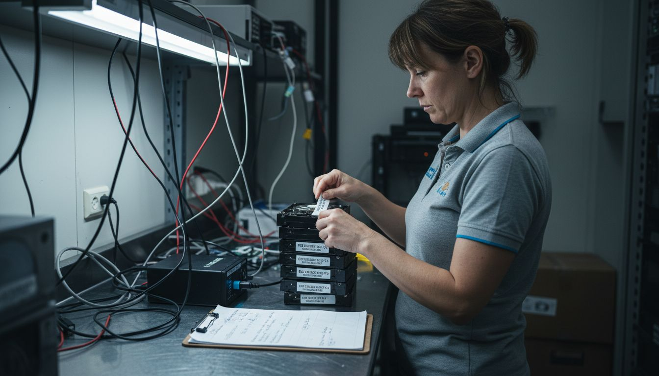 Step by Step Evidence Collection for Digital Investigations 1 Technician preparing forensic evidence in lab