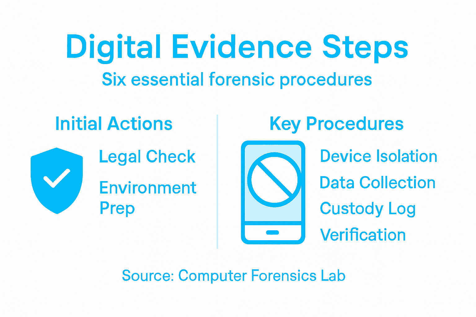 Step by Step Evidence Collection for Digital Investigations 2 Infographic of digital evidence collection steps