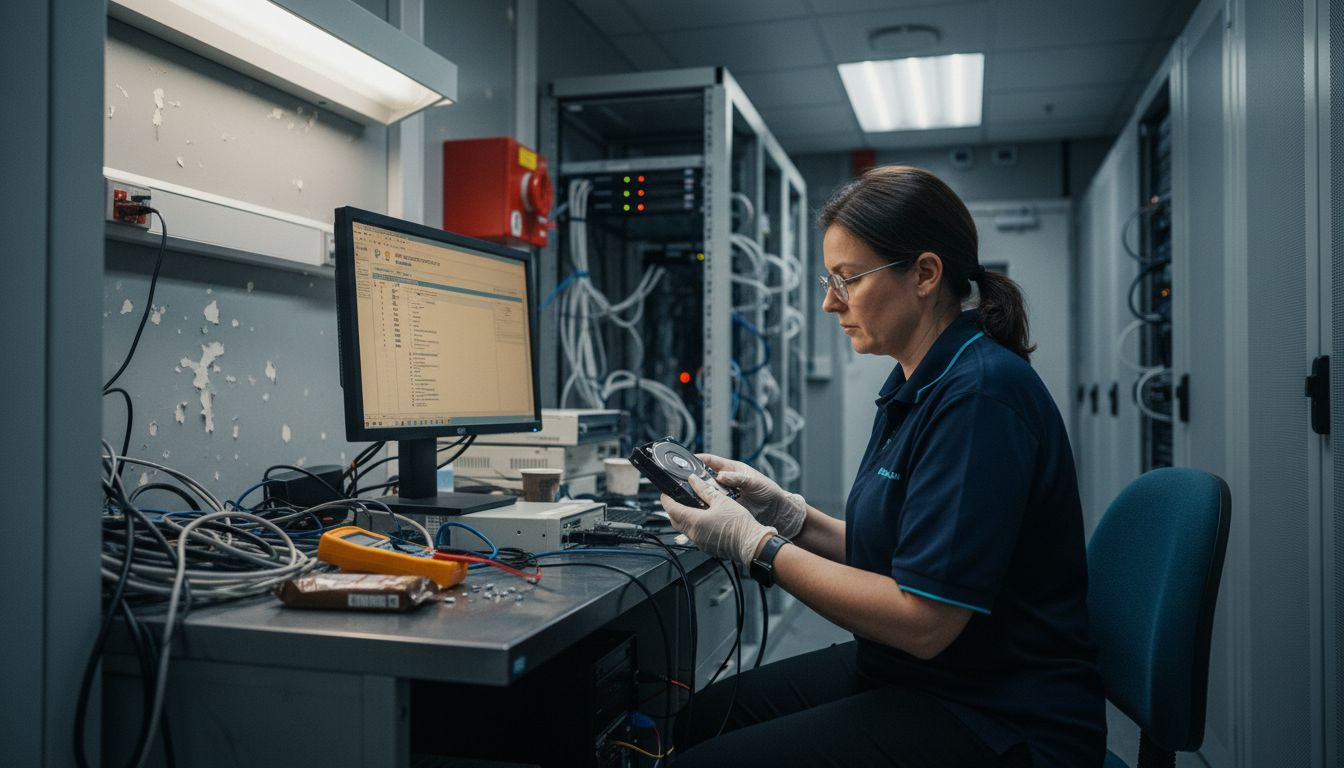 Incident Response Step by Step for Effective Investigations 2 Forensic analyst examining hard drive evidence