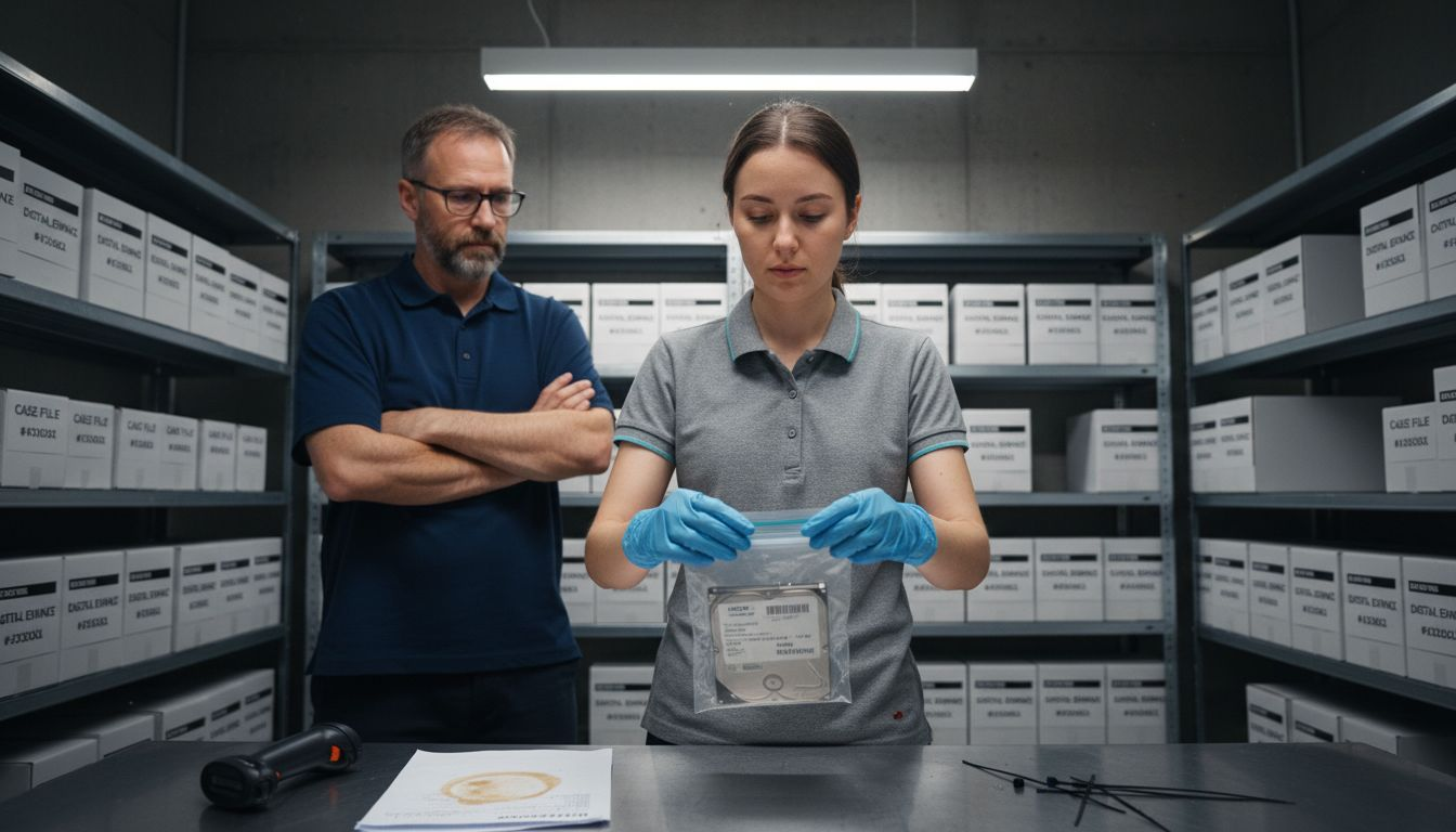 Role of Cyber Incident Response in Legal Cases 1 Technician secures digital evidence with manager present