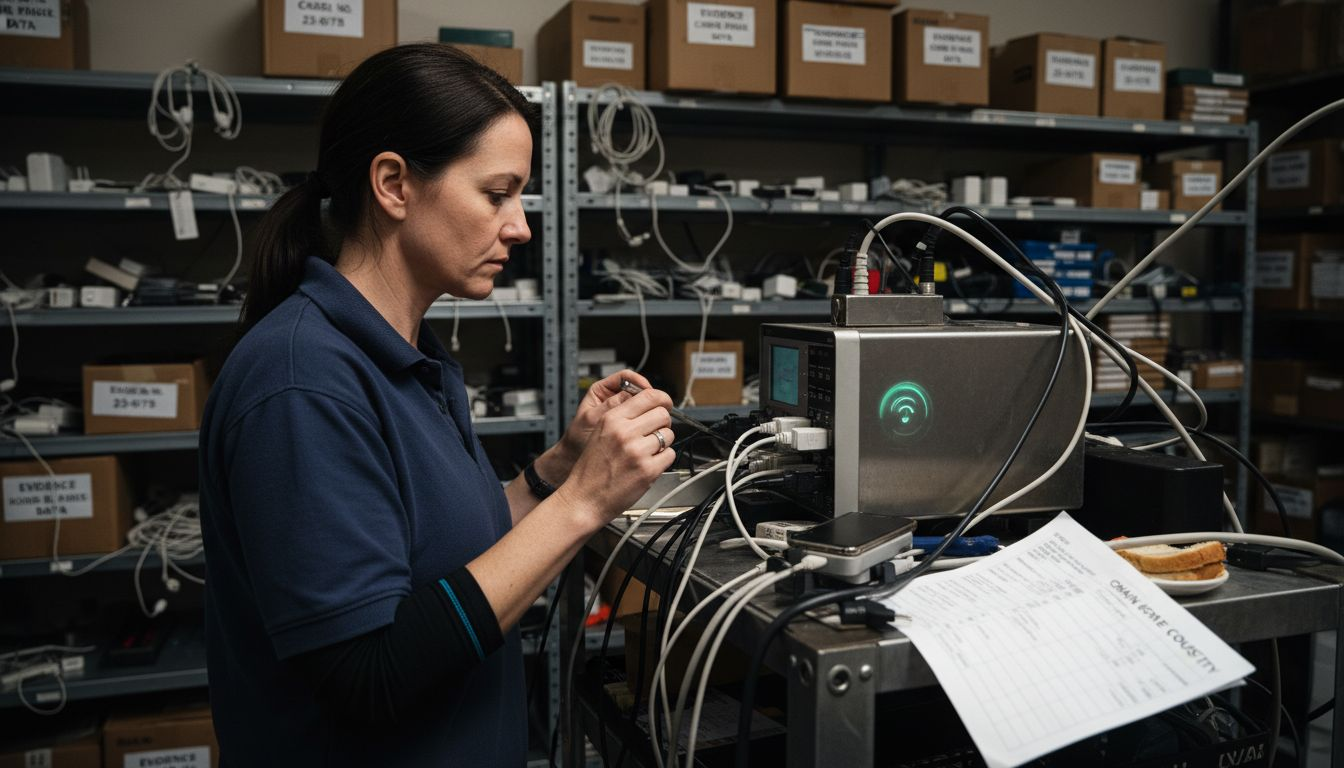 Role of Mobile Device Analysis in Digital Evidence 2 Technician using extraction tool on phone