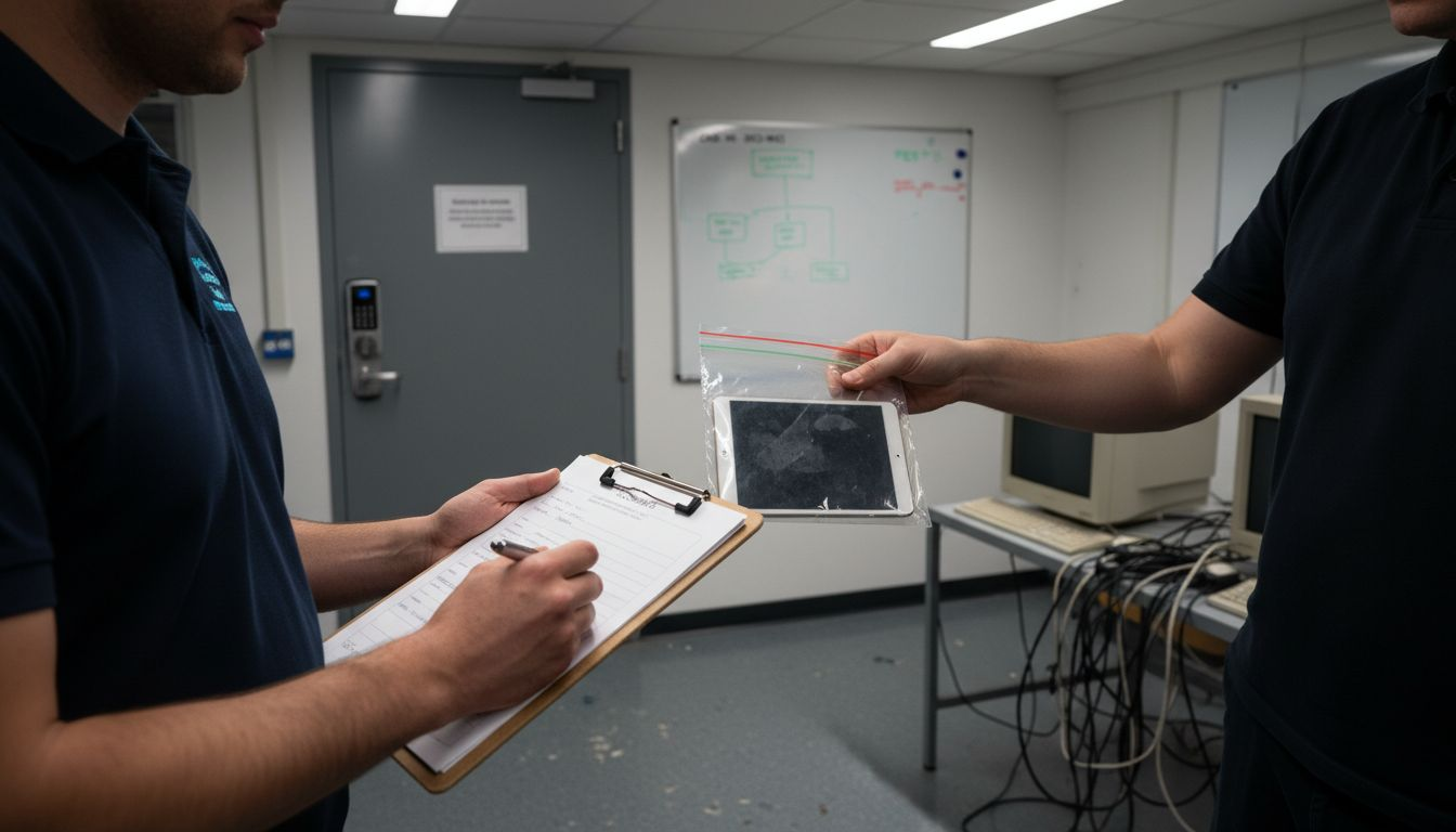 Chain of Custody Tips: Protecting Evidence Integrity 2 Forensics staff document evidence handover