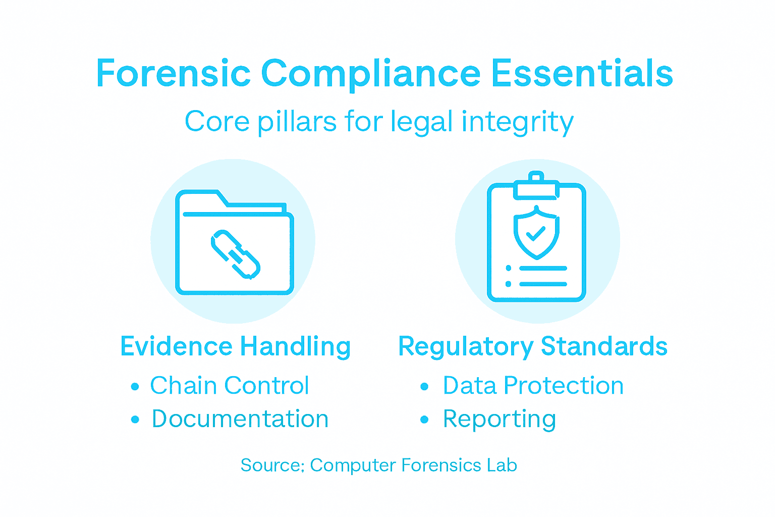 Digital Forensics in Compliance: Ensuring Legal Integrity 1 Infographic on forensic compliance essentials