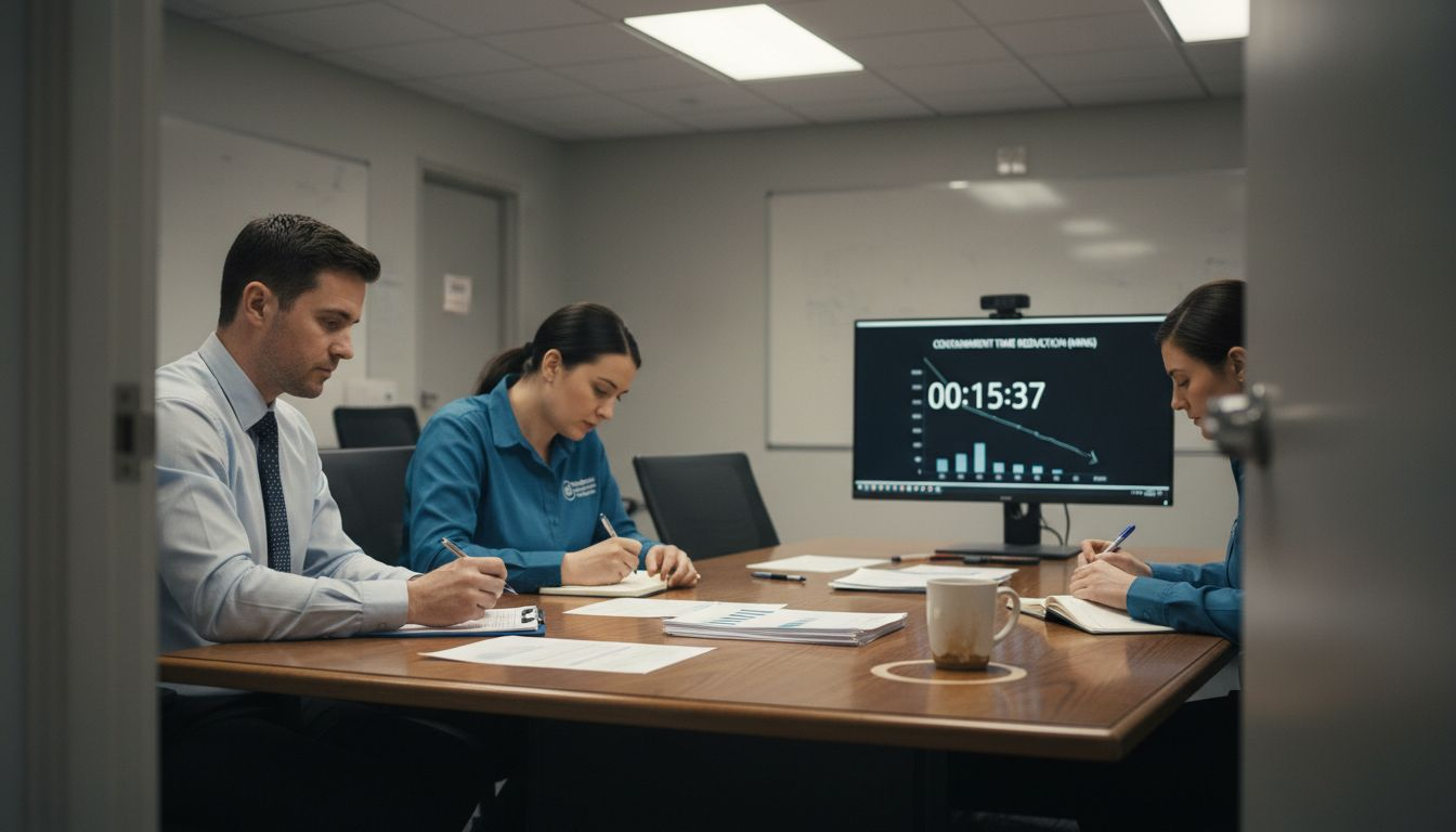 Incident Response Explained: 60% UK Breaches Improve Strategy 2 Group conducting incident response containment drill