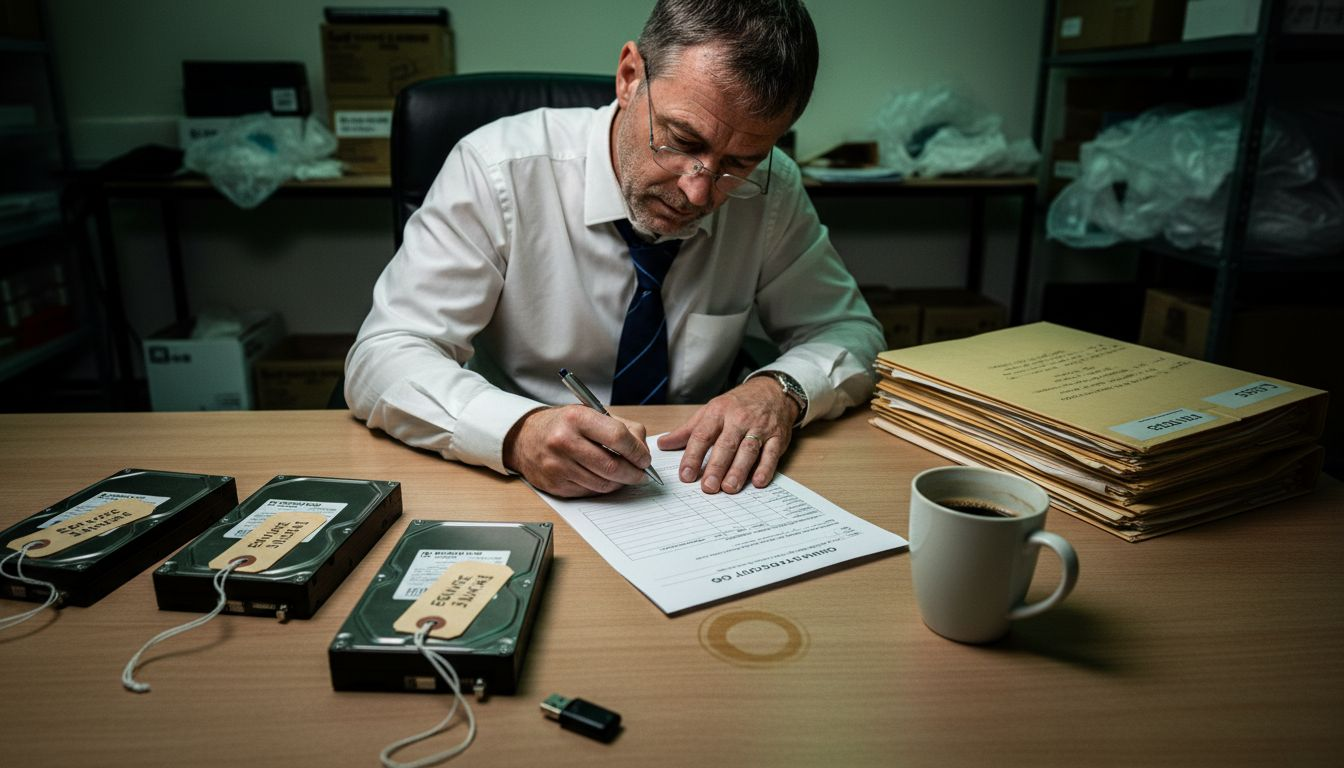 Computer forensics guide: digital evidence handling UK 2 Investigator updating chain of custody evidence log