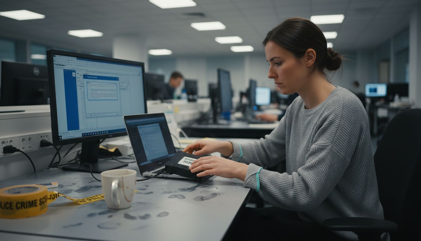 Master the cybercrime investigation process in the UK 2026 1 Analyst imaging digital evidence at workstation