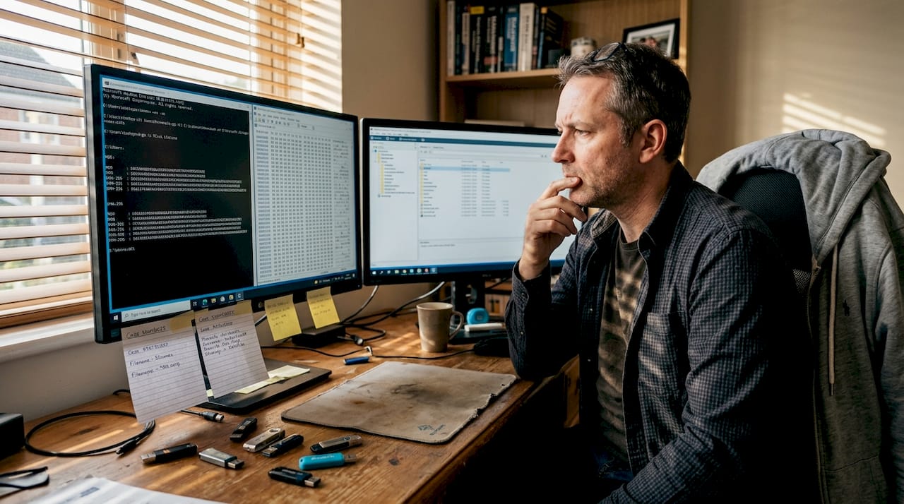 Forensic acquisition explained: key principles for UK legal cases 1 Technician checking hash values at desk
