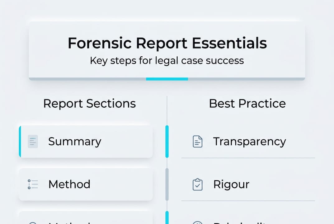 Forensic reporting for legal case success in England 2 Infographic: forensic report essentials and practices
