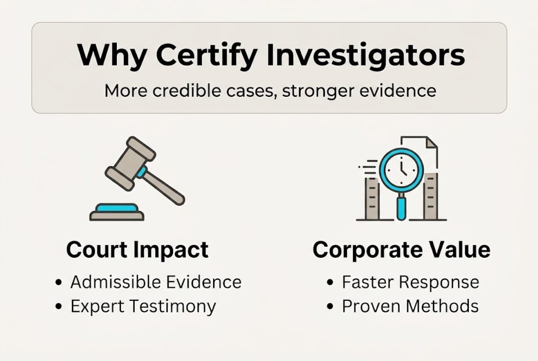 Why certify digital investigators: secure evidence, stronger cases 2 Infographic on digital investigator certification benefits