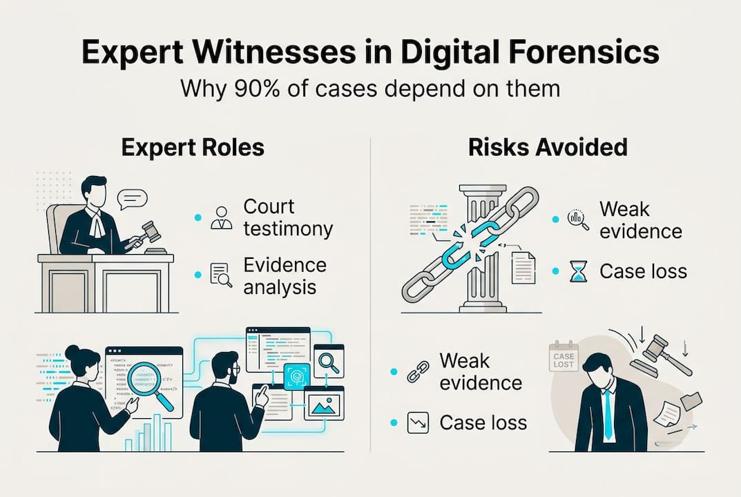 Why use expert witnesses in digital forensics: 90% of cases 2 Infographic on expert witnesses in digital forensics