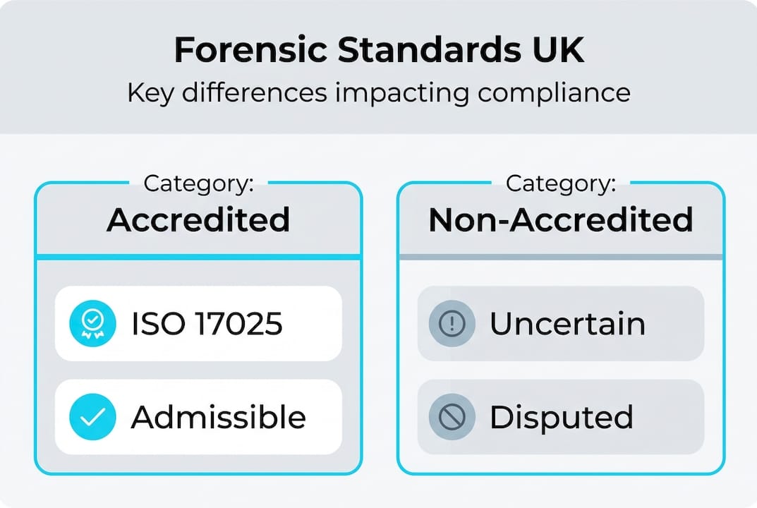 How forensics strengthen compliance in the UK 1 Infographic comparing forensic evidence standards