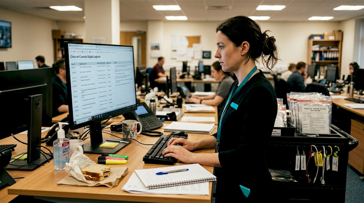 How forensics strengthen compliance in the UK 2 Forensic analyst entering digital custody records