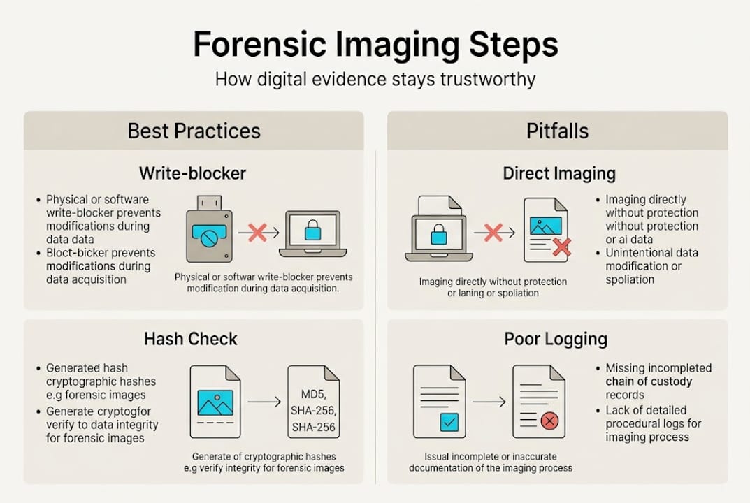 Forensic images: building trust in digital evidence 2 Infographic on forensic imaging steps and pitfalls