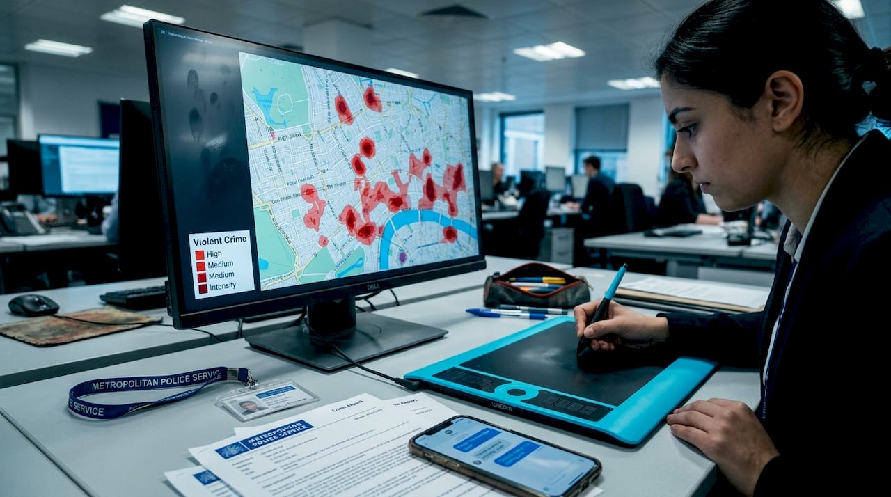 How data analysis transforms UK law enforcement investigations 1 Police analyst overlays crime hotspots on map