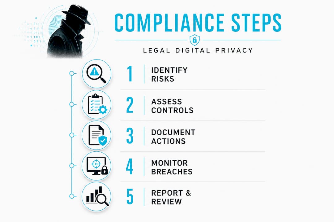 How to protect digital privacy: A legal compliance guide 1 Infographic showing digital privacy compliance steps