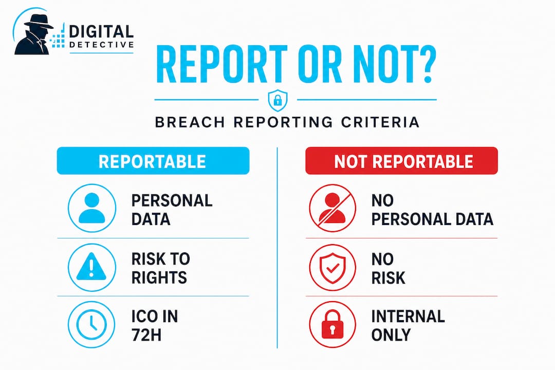 How to report a data breach: UK compliance guide 1 Infographic comparing reportable and non-reportable breaches