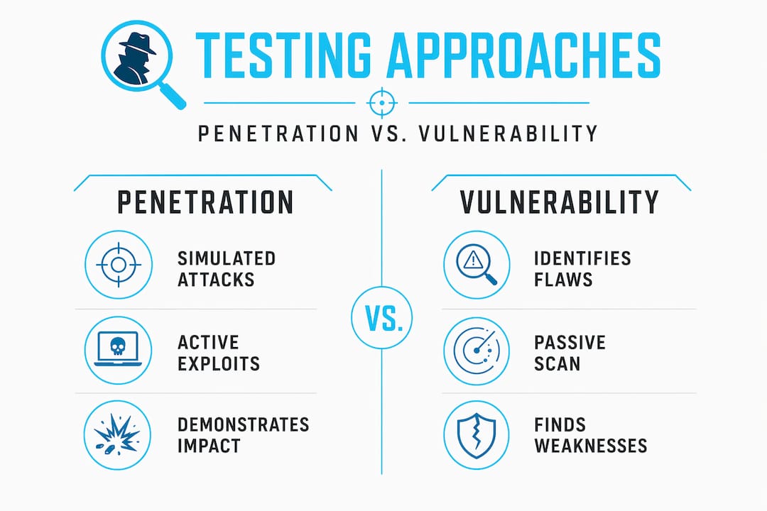 Penetration testing: a clear guide for UK legal teams 1 Infographic comparing penetration and vulnerability testing