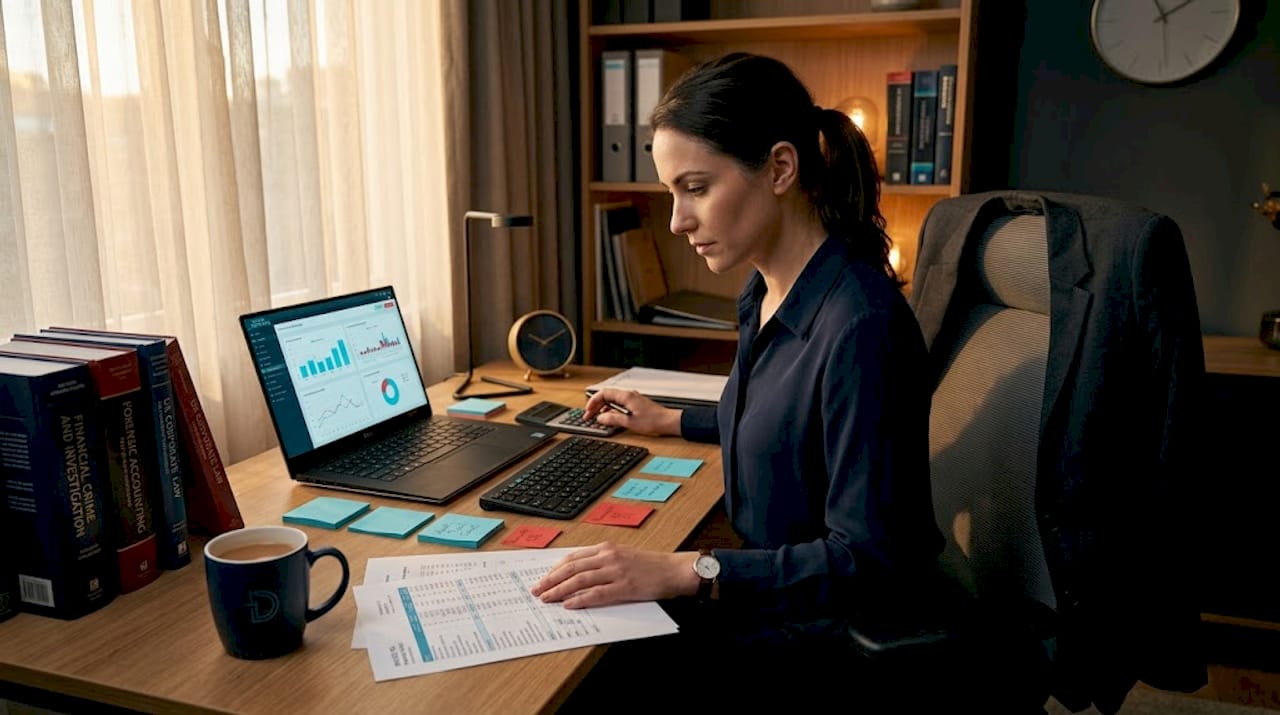 Forensic investigator jobs: 10 careers compared 1 Forensic accountant analyzing printed spreadsheet